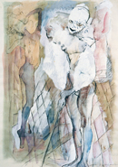 Junge im Kostüm - 70x100cm - Kohle,Pastell,Gouache - 2001